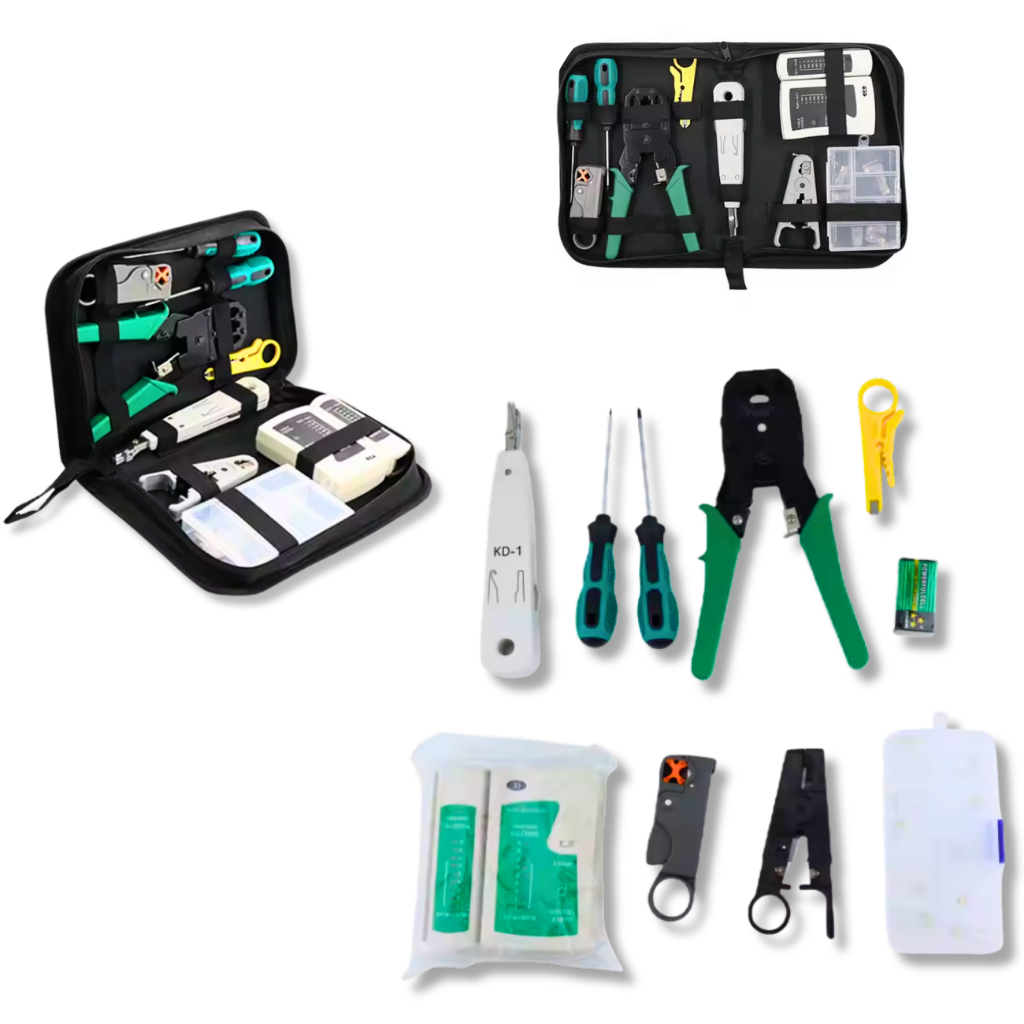 Kit Manutenção Instalação Cabo De Rede Informática Lan Internet Testador De Cabos Rj45 Alicate Crimpar 3 Em1 Decapador..