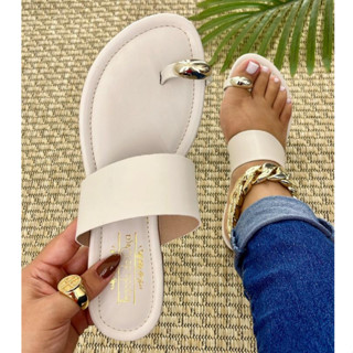 Sandália Rasteira Feminina Rasteirinha De Dedo Metal Calce Fácil Lançamento (Ref:6010) em Oferta na Shopee
