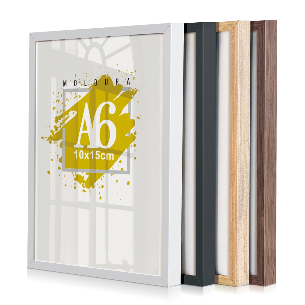 Moldura Quadro A6 10x15 Com Vidro Para Pôster Fotografia Certificado Caixa Alta