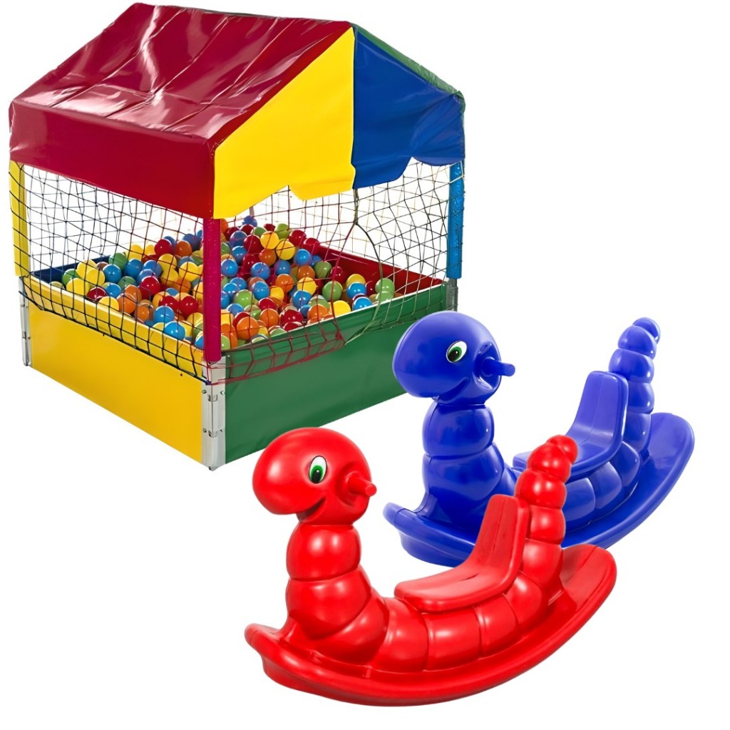 Piscina De Bolinhas Quadrada 1,00m Nacional Premium + 2 Gangorra 1 Lugar - Brinquedos Educacionais em Oferta na Shopee