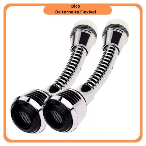Kit 2 Torneira Bico Extensor Adaptador flexível De Pia  Articulável que gira 360 Grau Chuveirinho