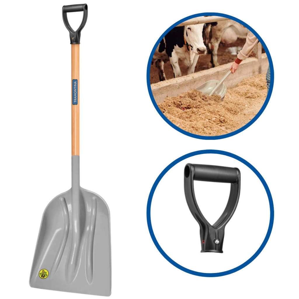 Pá Tramontina Em Plástico Com Cabo De Madeira Carvoeira Com Empunhadura em Oferta na Shopee