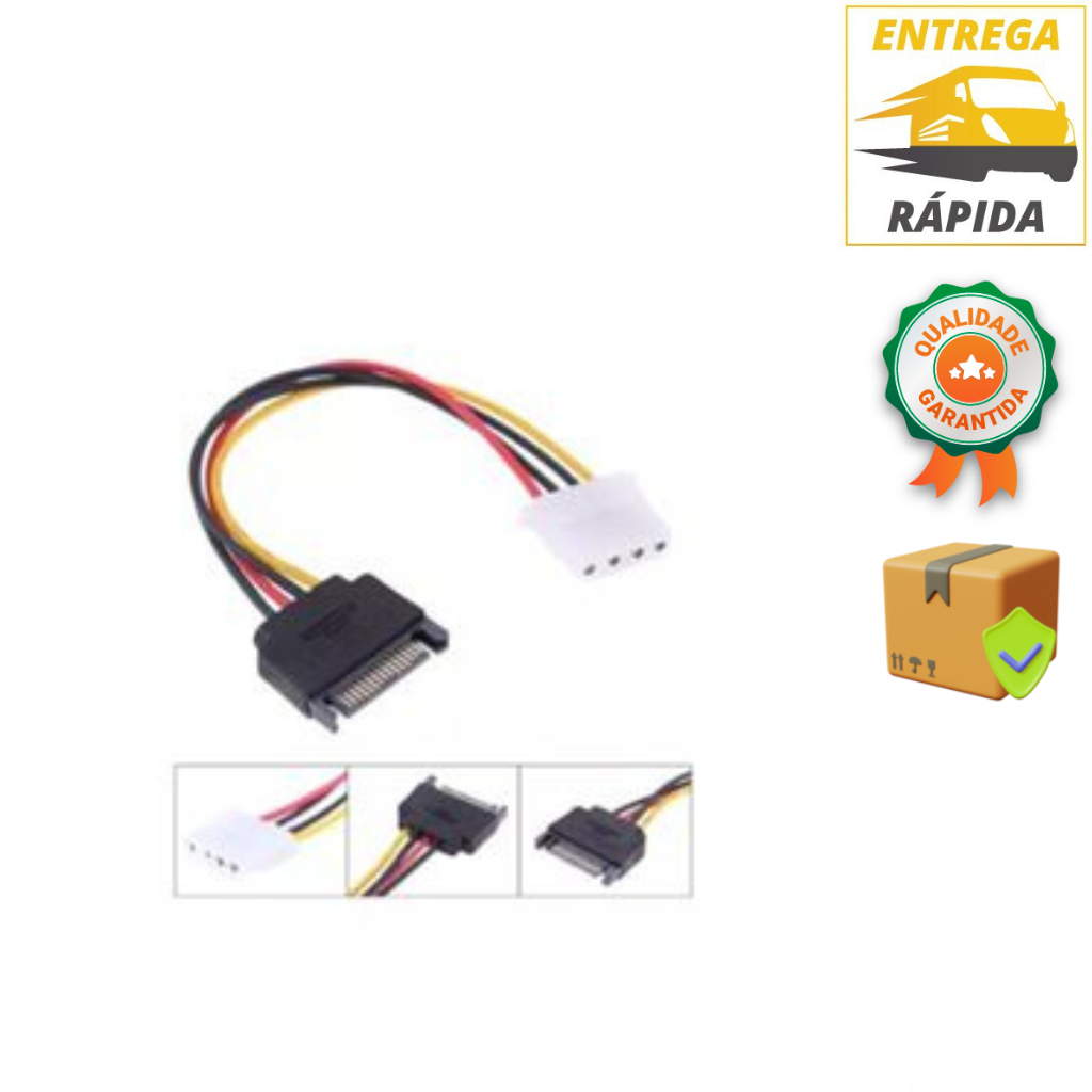 Cabo Sata Macho Para Ide Molex Fêmea P/ 4 Pinos em Oferta na Shopee