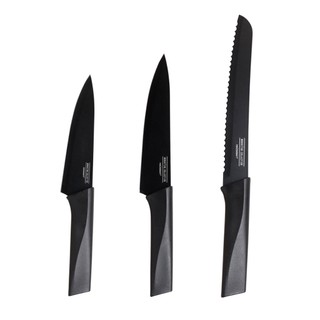 Kit 3 Facas Com Lâminas Em Aço Inox Faca Chef e Faca Pão Cozinha