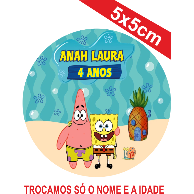 Adesivos BOB ESPONJA Personalizados 5x5cm Festa Aniversário Lembrancinha
