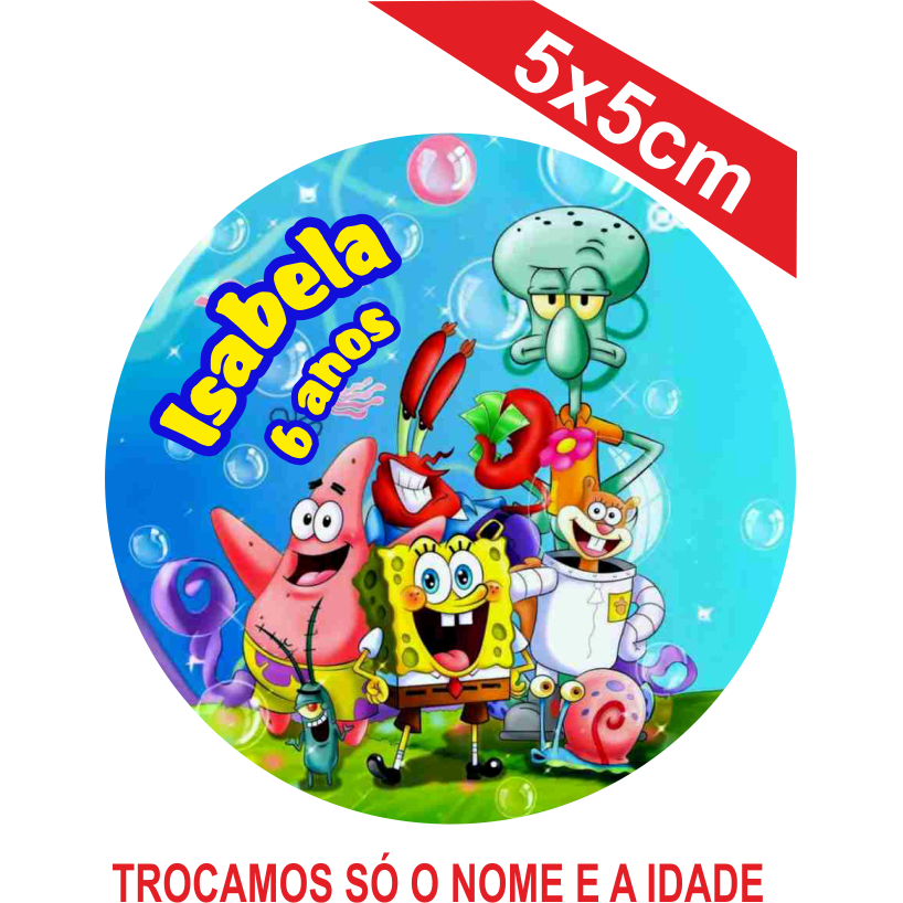 Adesivos BOB ESPONJA Personalizados 5x5cm Festa Aniversário Lembrancinha