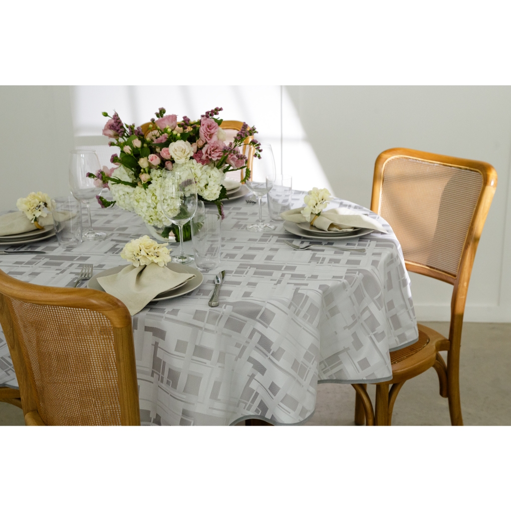 Toalha De Mesa Redonda 6 Lugares 8 Lugares Impermeável 2,10m Jacquard