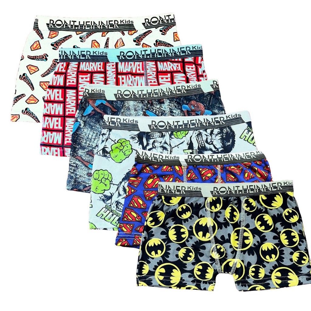 Kit 10 cueca boxer infantil personagem box menino em Oferta na Shopee