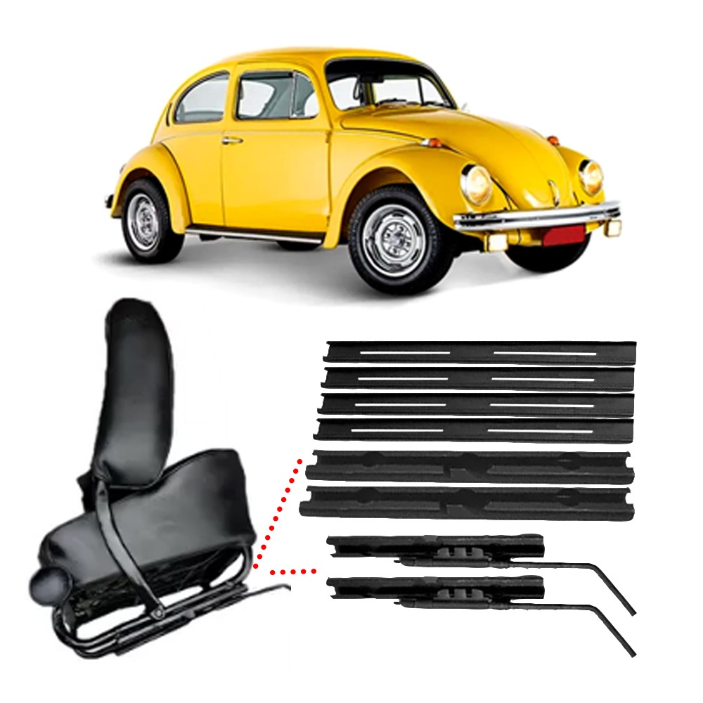 Kit 4 Deslize Calço Régua Trilho Deslizante Banco Fusca Vw  Brasília Variant Trilho Largo 8 peças
