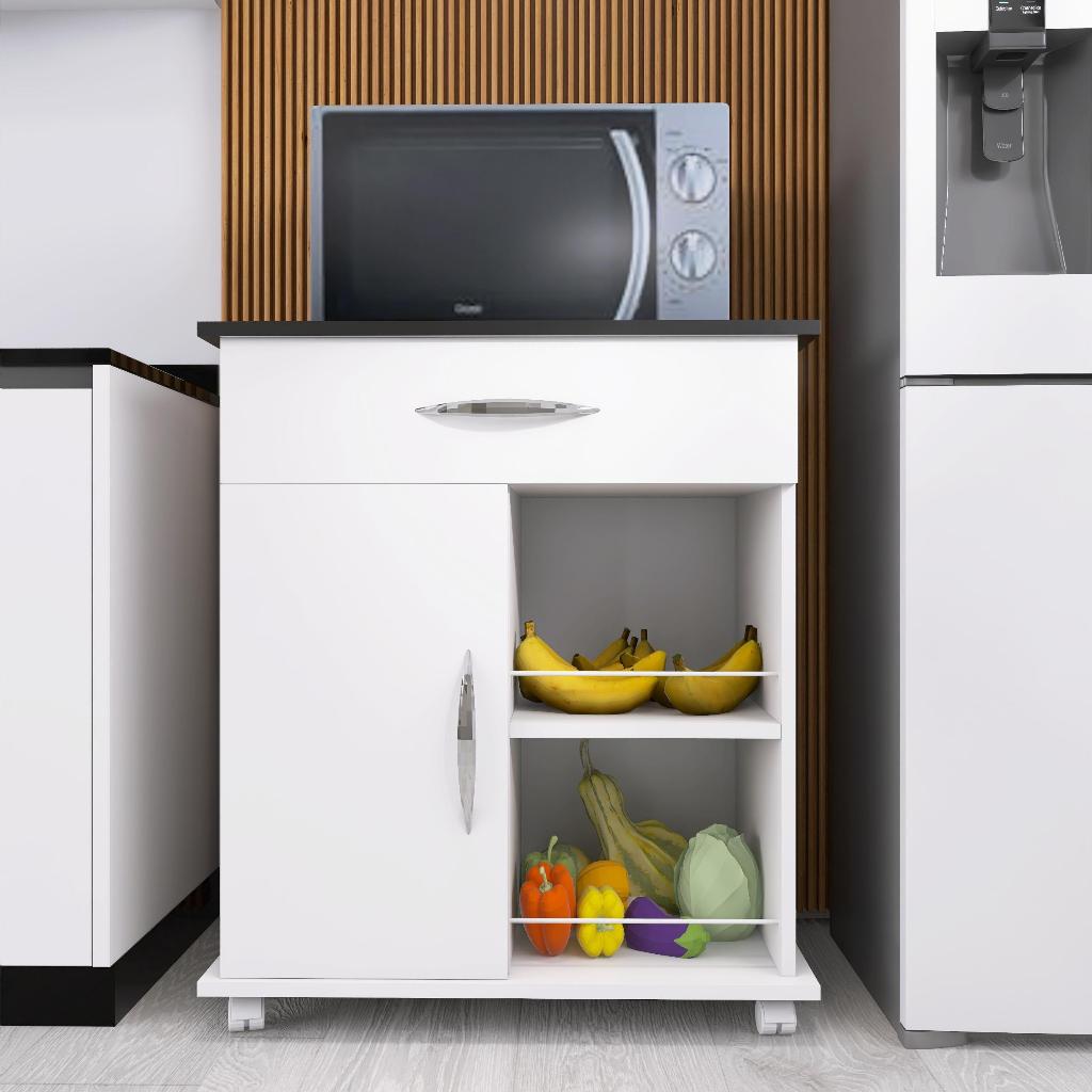 Fruteira Multiuso com Gaveta e Balcão 1 Porta Compacto para Cozinha