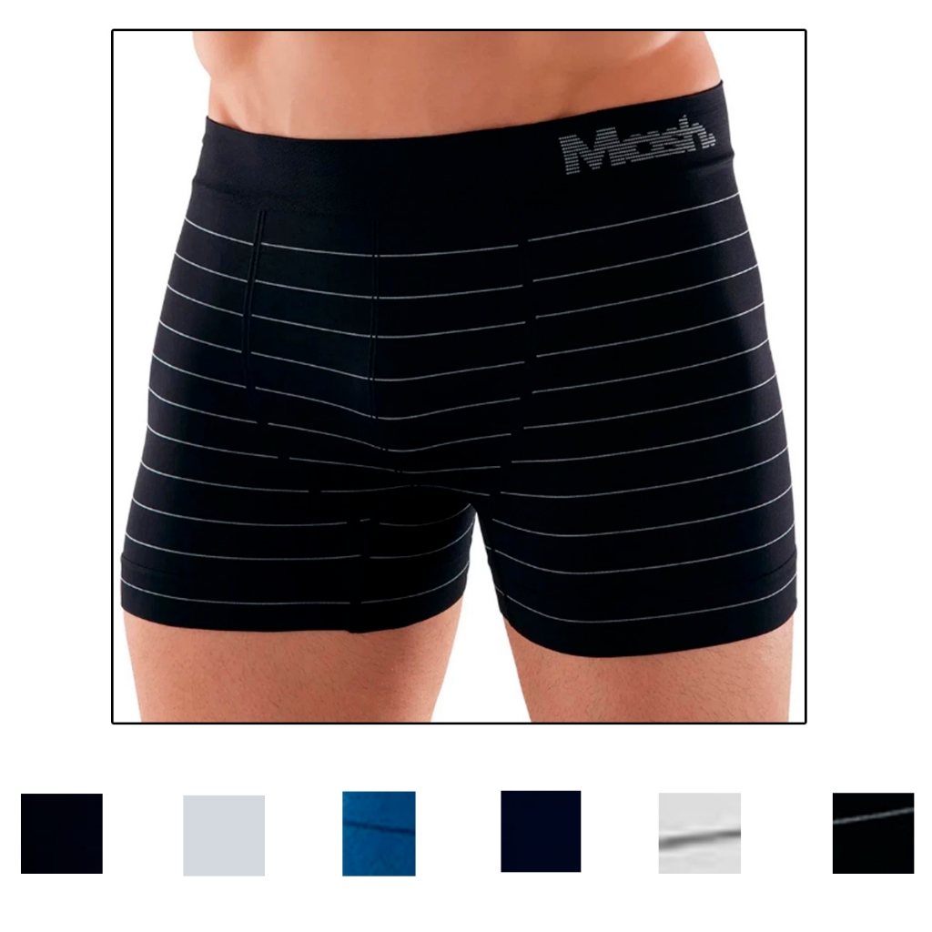 Cueca Boxer Mash Masculina Microfibra Sem Costura Original Lisas e Listradas