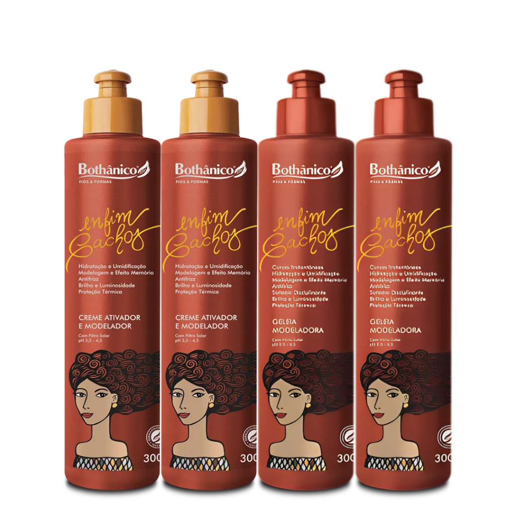 Kit 2 Cremes Ativadores e 2 Geleias Modeladoras 300mL Enfim Cachos | Bothanico Cosméticos