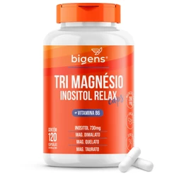 Tri Magnésio (dimalato, quelato e taurato) Inositol Relax, Vitamina B6, 120 Cápsulas, Bigens