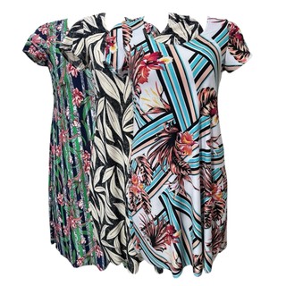 Kit 3 Vestidos Feminino Plus Size Senhora Malha Fria Liganet Verão Lindas Cores e Estampas em Oferta na Shopee