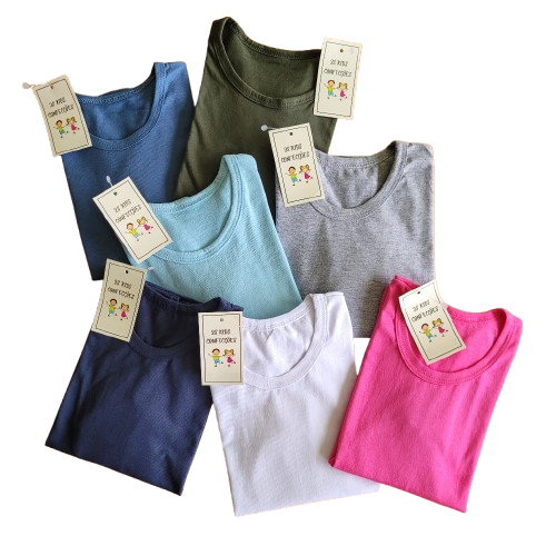 Kit 2 Camiseta Infantil Menina Blusa manga longa sortido sem estampa em Oferta na Shopee