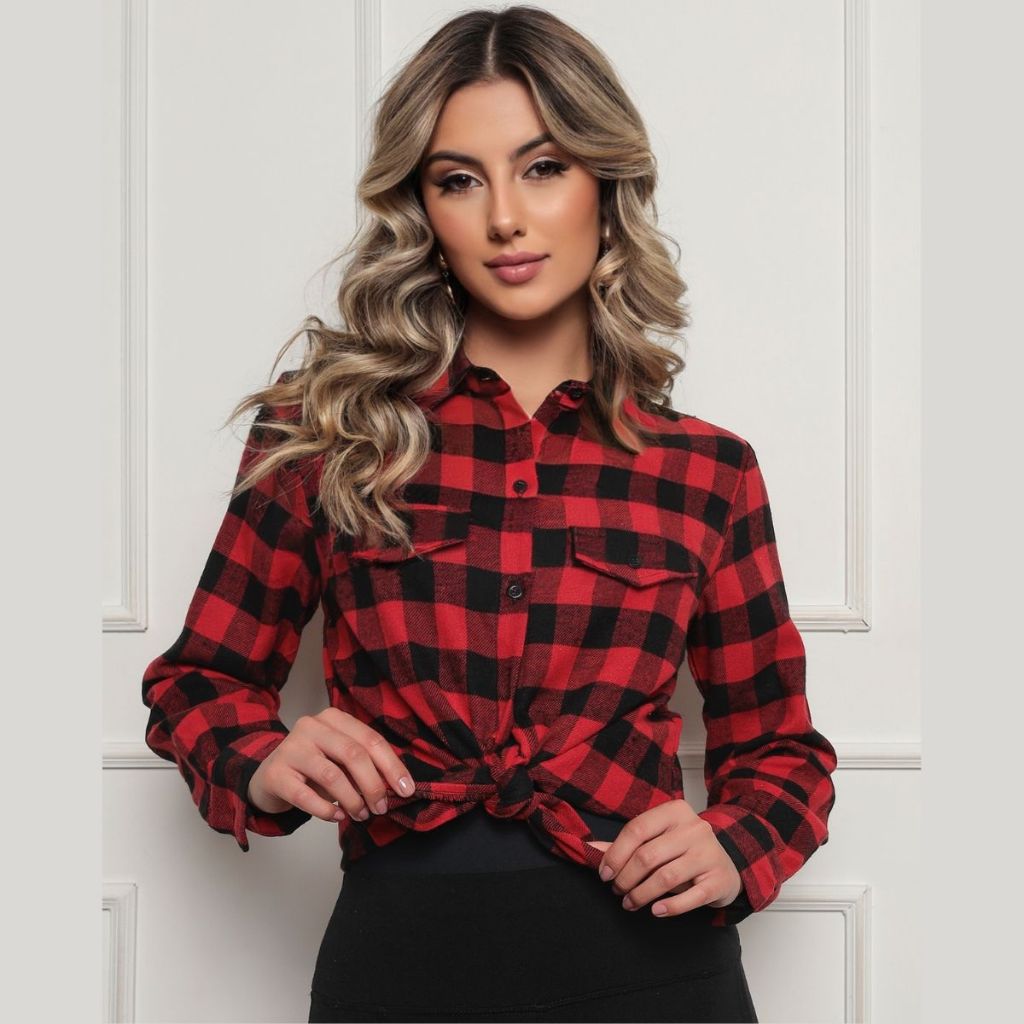 Camisa Xadrez Feminina Flanelada Quentinha Quadriculada Festa junina