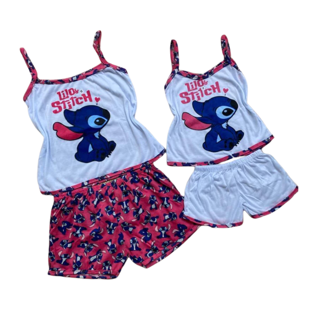 Kit de 2 Baby Doll Adulto e Infantil do Stitch – Conforto e Estilo para Mãe e Filha
