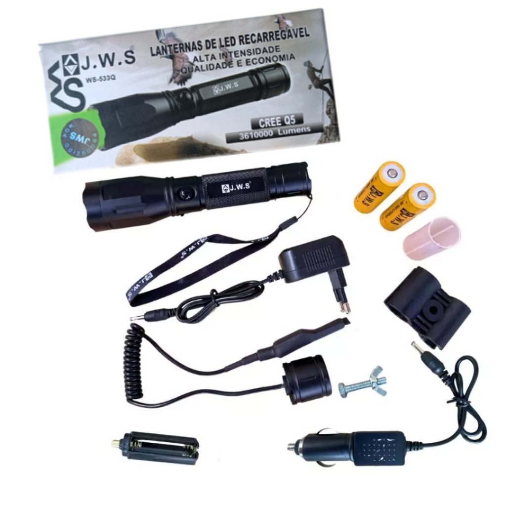 Lanterna Led Luz Verde Caça Pesca Foco Jws Ws-533q