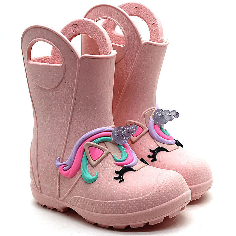 Galocha Plugt Unicórnio Infantil Menina Confortável Bota de Chuva Estilosa Confortável Criança Moda