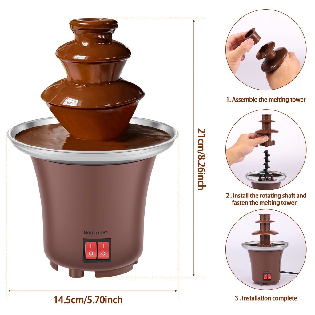 Qiu - Mini Cascata De Chocolate Elétrica Fonte De Chocolate Panela Fondue 110V