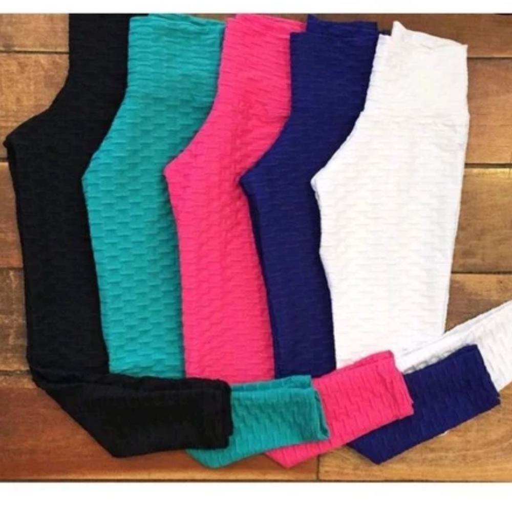 Calça Legging Flocada Bolha Texturizada Suplex Cos Alto Fitness 3D Academia Cintura Alta
