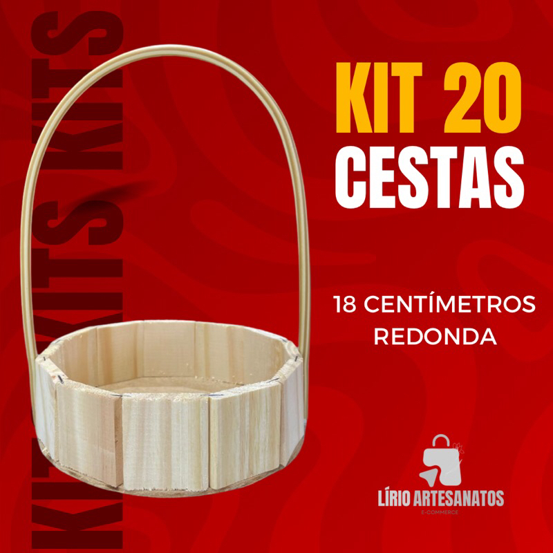 Kit 20 Cestas 18 Centímetros Redonda ou Oval de Madeira Arranjo - presentes|embalagens|dec...