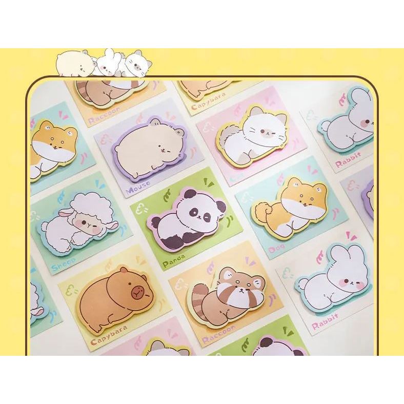 Bloco de Notas Adesivas capivara gatinho animais post it 30 folhas anotações papelaria fofa kawaii
