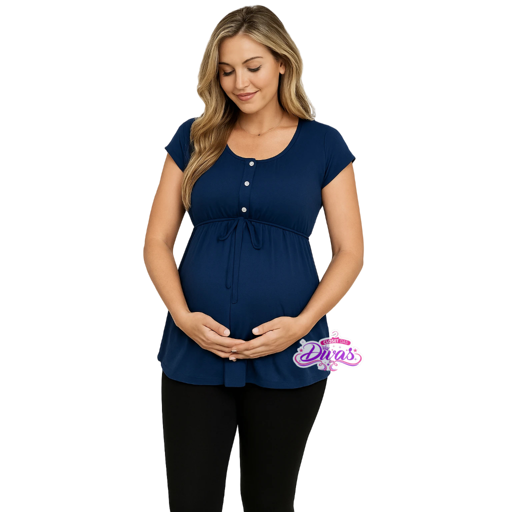 Bata de gestante com botões em Oferta na Shopee