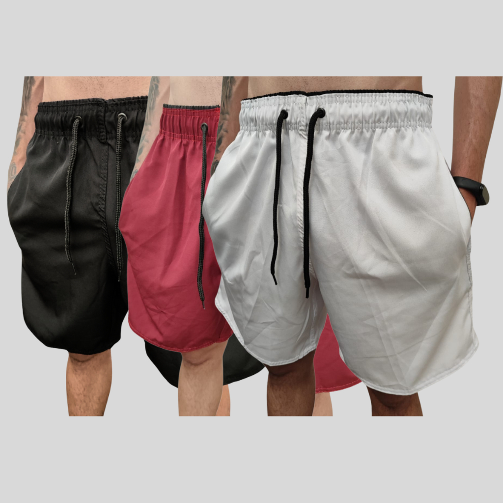 Kit 3 shorts Tactel Masculino Com Elastano Shorts de Praia Academia Lançamento