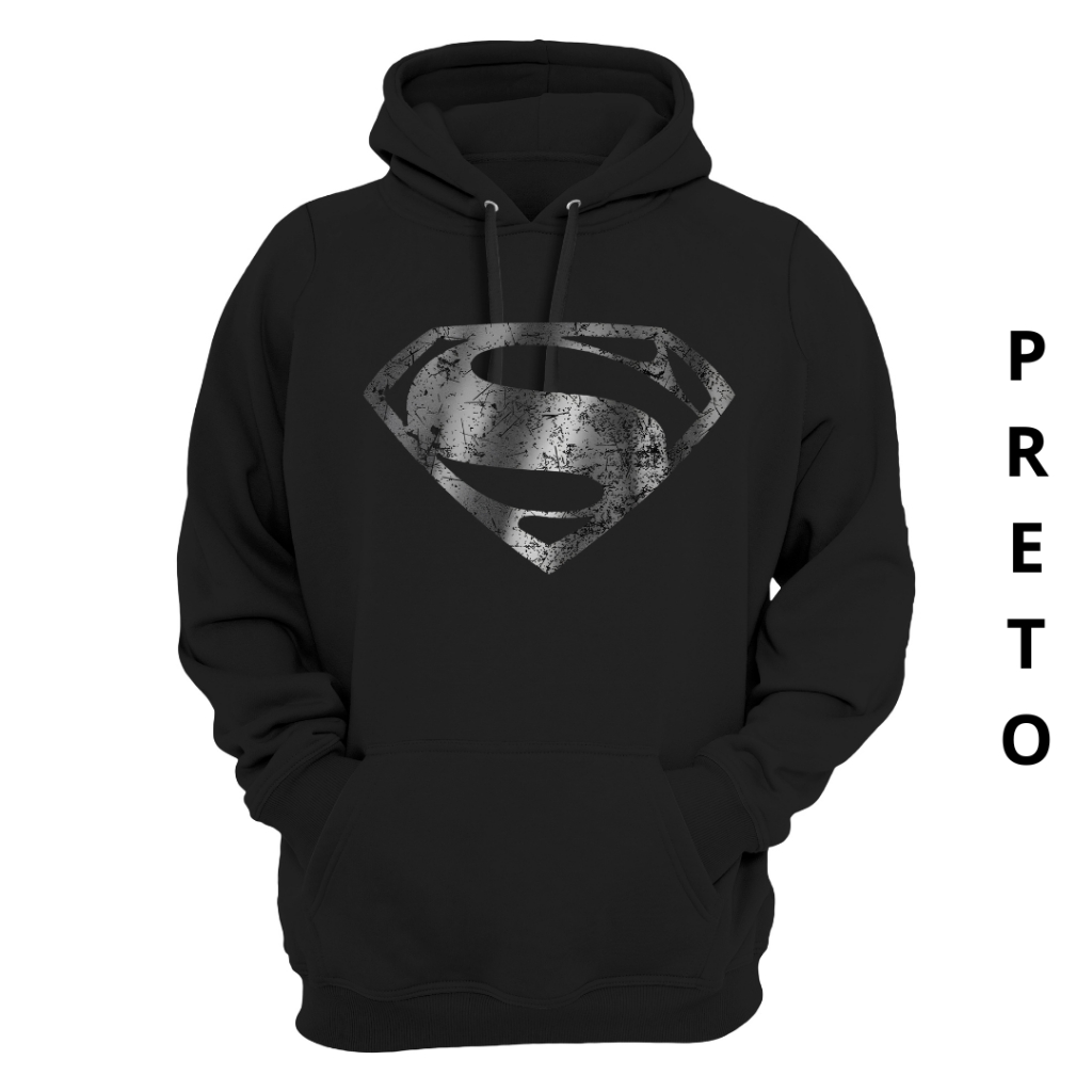 Moleton Unissex Superman Prata Blusa De Frio Envio Rapido