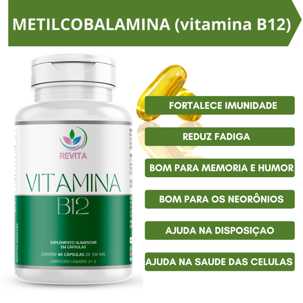 METILCOBALAMINA ORIGINAL VITAMINA B12 60 CAPSULAS GELATINOSAS CIONOCABALAMINA 350 MG NATURAL SISTEMA IMUNOLOGICO MEMORIA em Oferta na Shopee