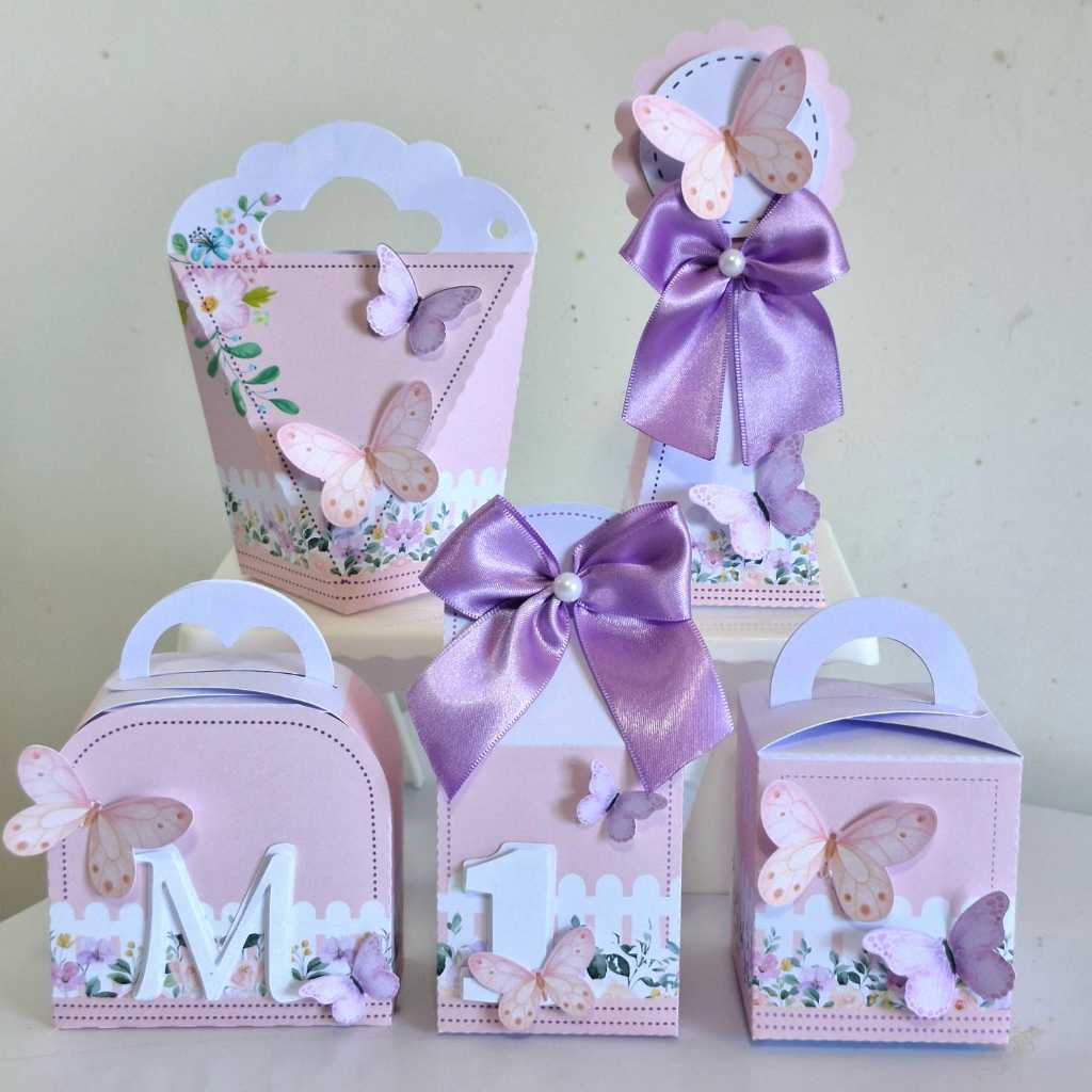 Kit festa (PEGUE E MONTE)  Lembrancinha personalizada jardim das borboletas - caixinhas personalizadas - decoração
