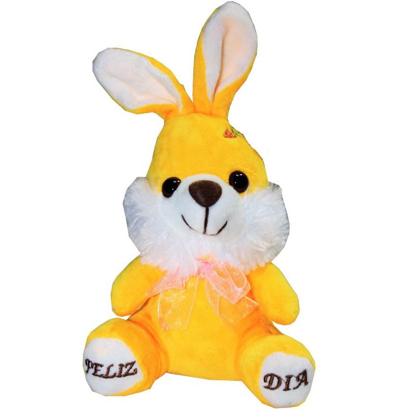Coelho coelhinho da Páscoa de Pelúcia escrito  (FELIZ DIA) na pata, Decoração, Lembrancinha, Enfeite