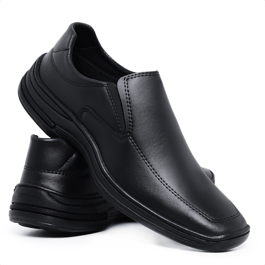Sapato Social Casual Estilo Oxford Masculino Moderno Confortável Cappucino Preto Ref.6000