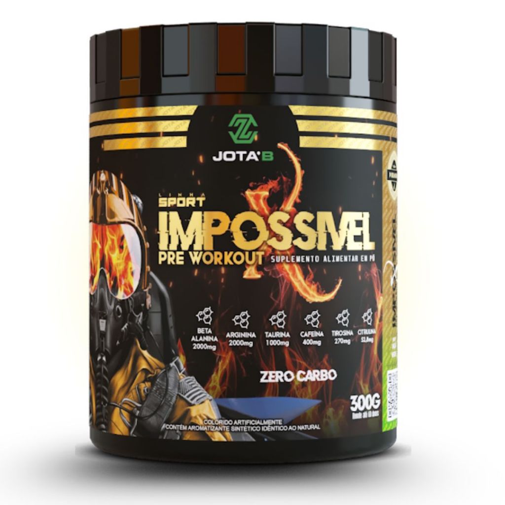 Pré Treino Impossível X 300g Jota’b - Energia, Foco e Resistência - Suplemento Original