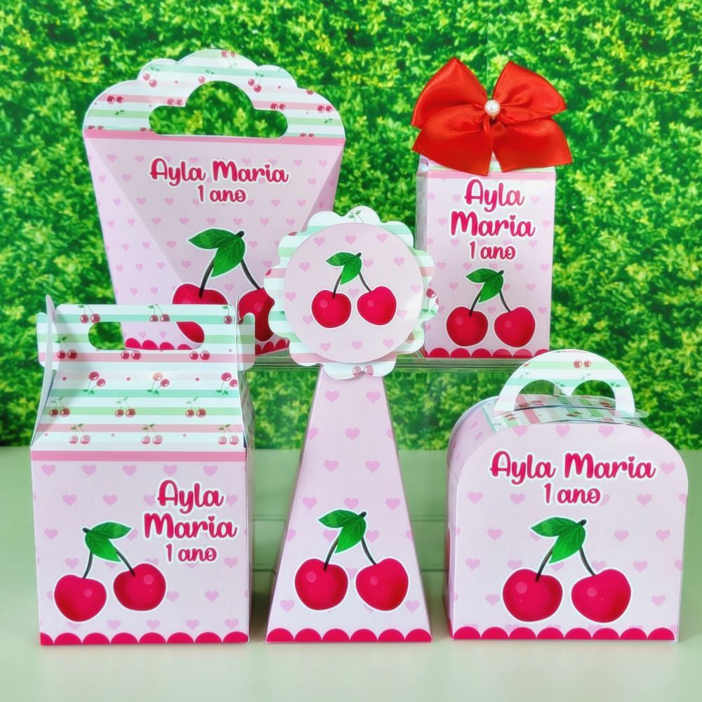 Kit Festa Cerejinha - Personalizado - Lembrancinhas - Aniversário Infantil Caixinhas de Festa