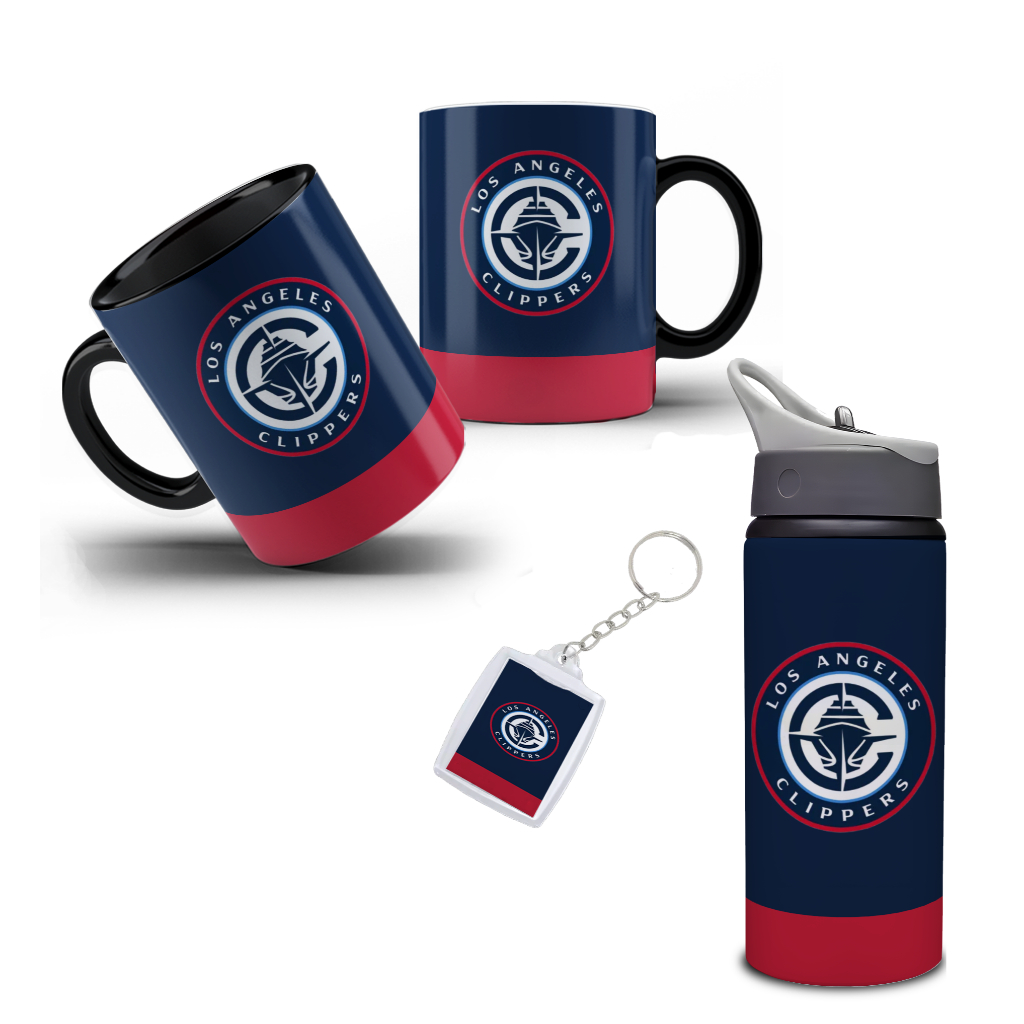 Kit Los Angeles Clippers Garrafa com Caneca e Chaveiro NBA
