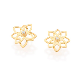 Brnco Flor Feminino Com Zircônia Rommanel Banhado A Ouro 18k 525460 em Oferta na Shopee