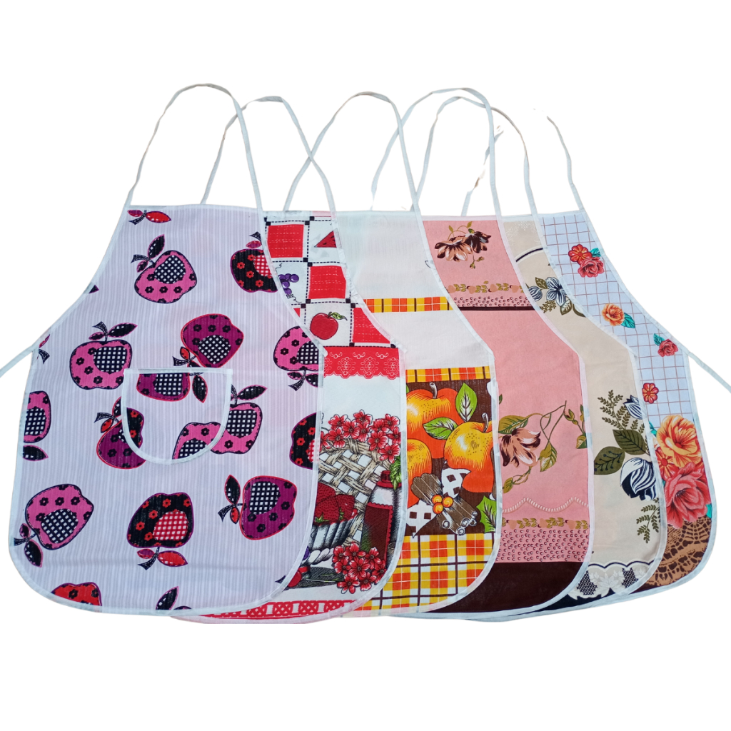 Kit 3 Aventais impermeáveis, forrados de pano com plástico, com bolso frontal em Oferta na Shopee