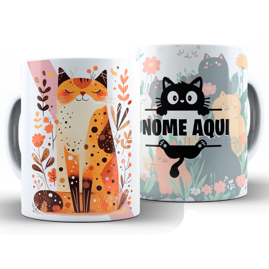 Caneca Gato C/ Nome Divertida + Caixa - Xícara 325ML Cerâmica em Oferta na Shopee