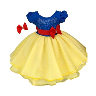 Vestido Infantil Da Branca De Neve Linda Fantasia Festa Luxo em Oferta na Shopee