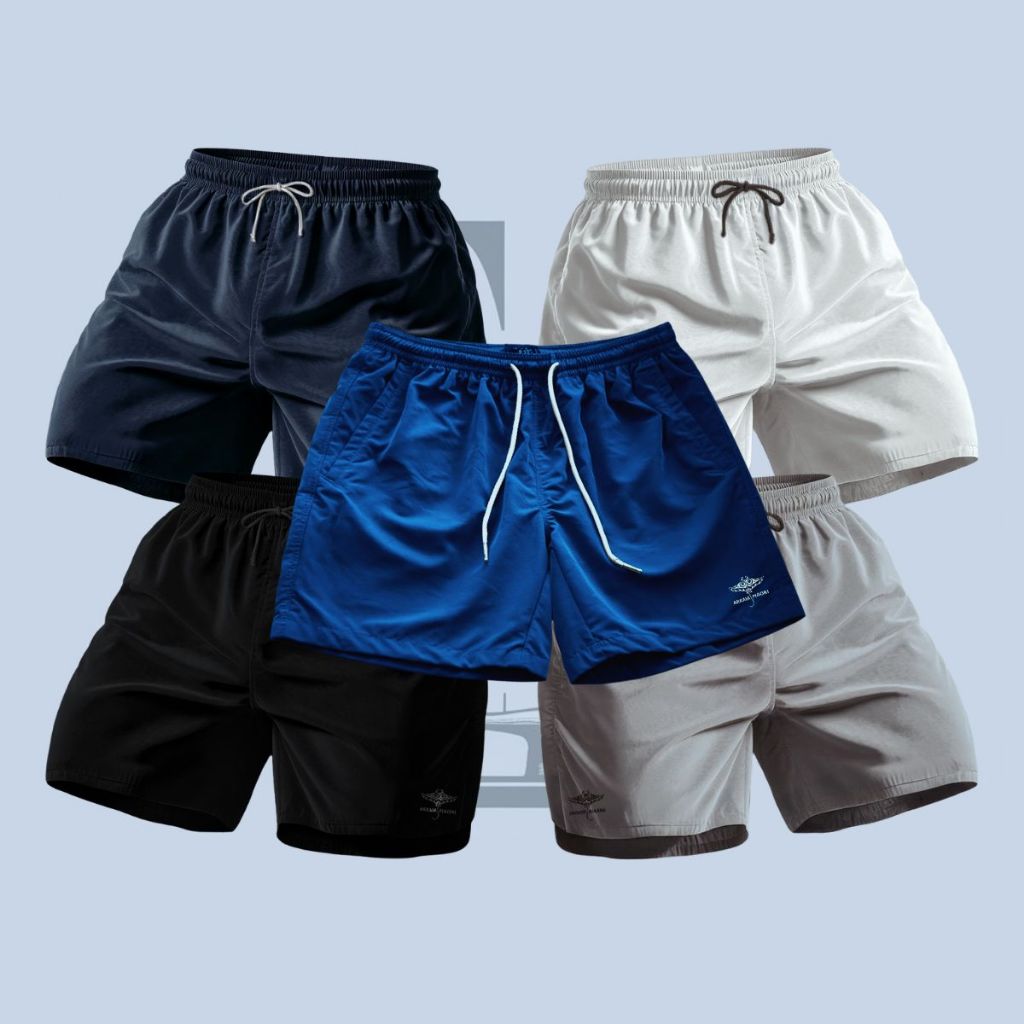 Kit 5 Shorts Masculino com Elastano Mauricinho Academia Esporte Treino Bermuda Praia Básico Liso