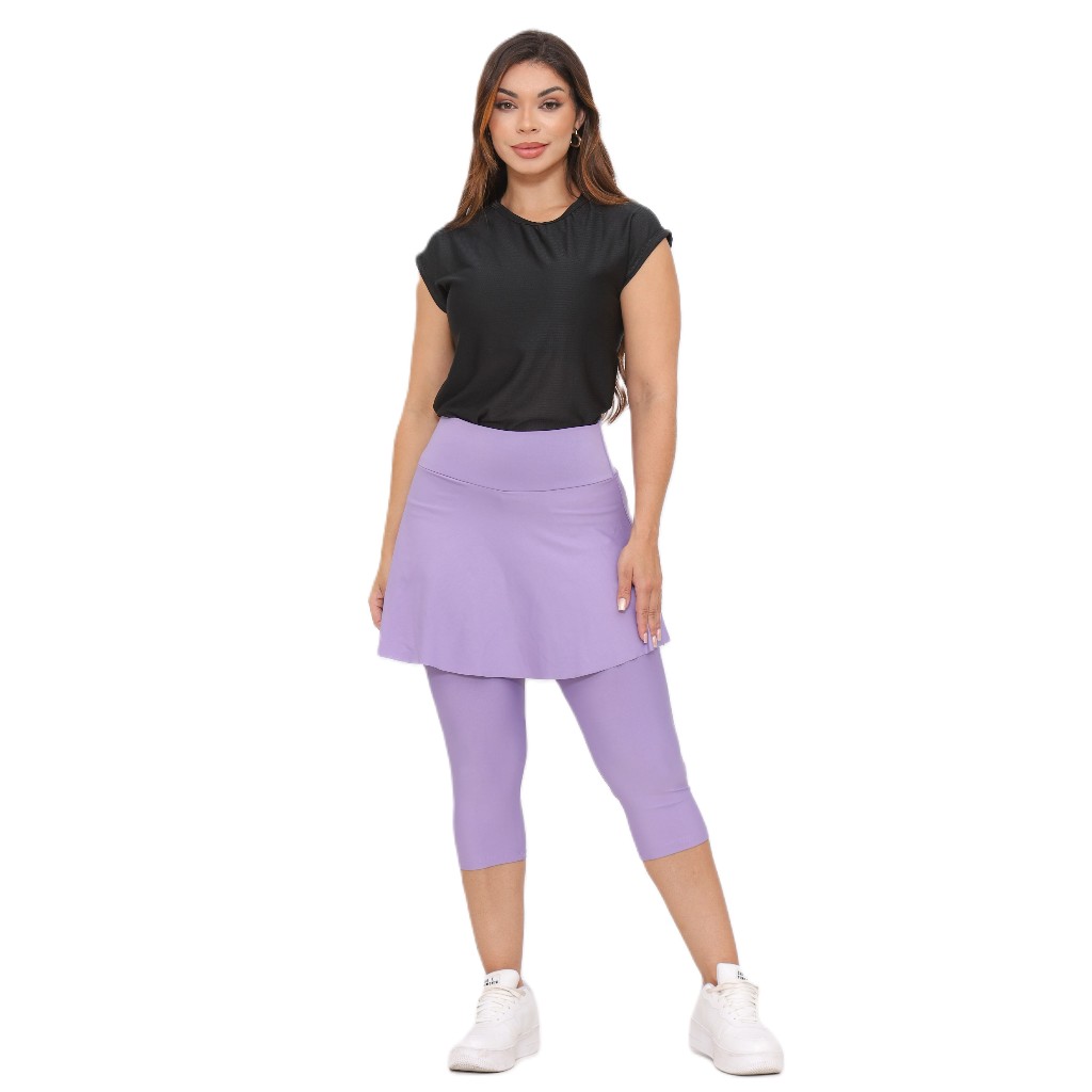 Conjunto Fitness Moda Evangelica Capri Com Bolso e Blusa Dry Fit Caminhada Academia Modesta