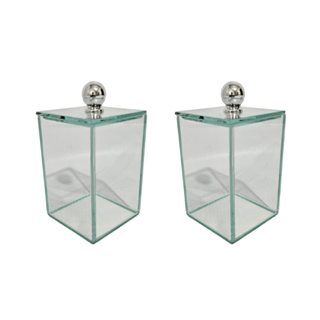 Kit 2 Porta Cotonete E Algodão Em Vidro Transparente Com Tampa Multiuso Maquiagem em Oferta na Shopee