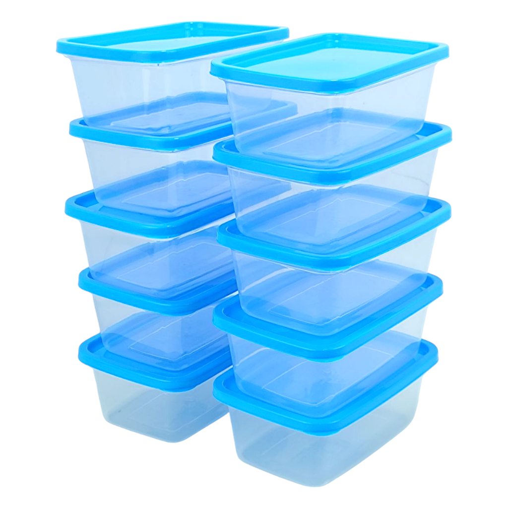Kit 10 Potes 500ml Transparente BPA Free Marmitas Fitness C/ Tampa Colorida Para Freezer Microondas