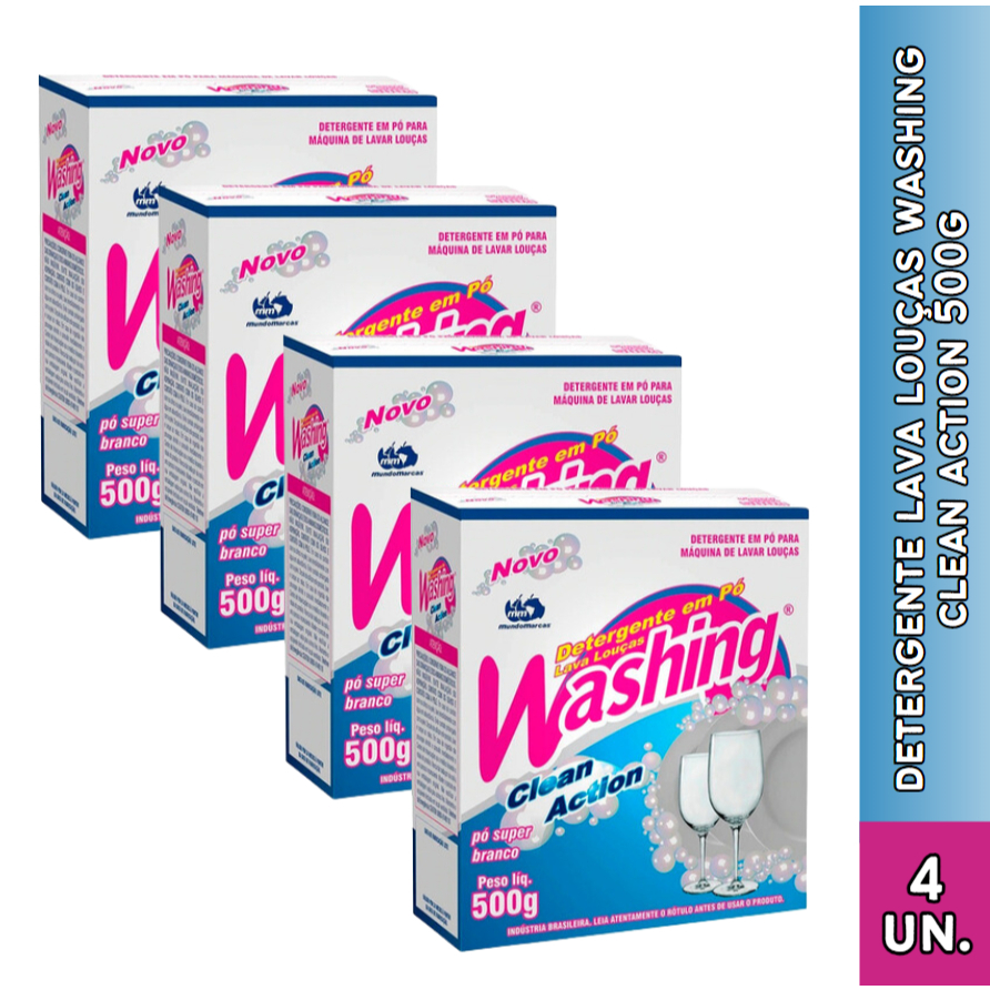 Imagem Detergente em pó lava louças Washing em Pó Clean Action 500G