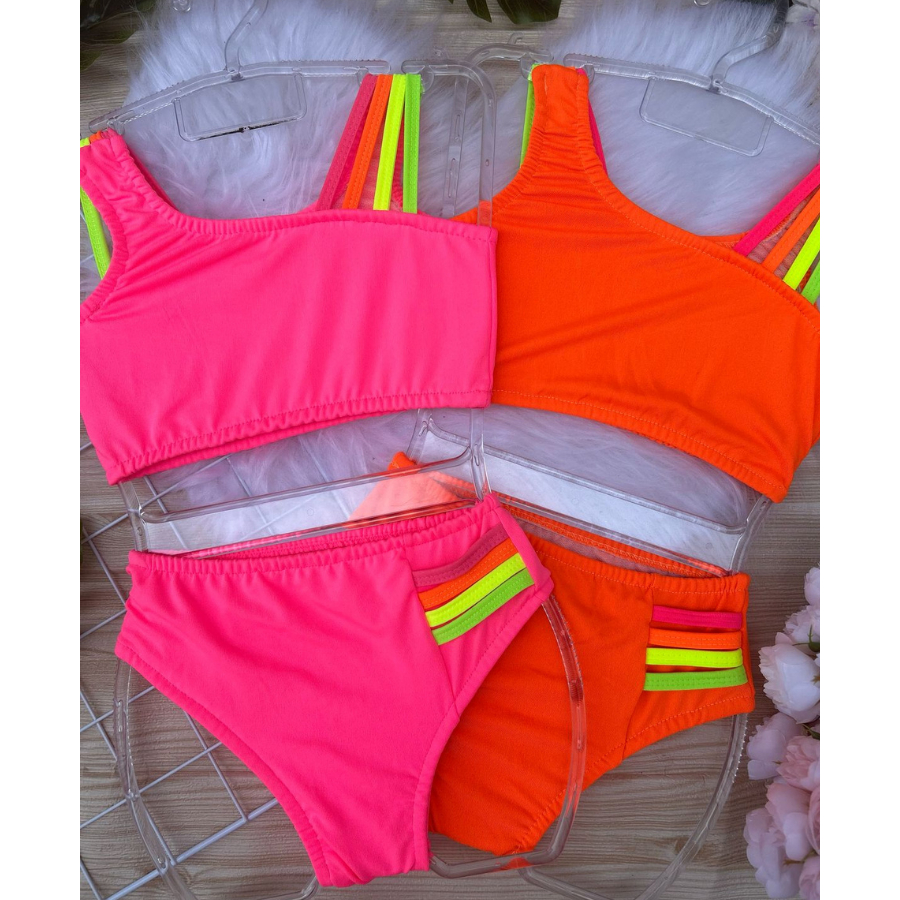 Biquini infantil 02 ao 16 Juvenil forrado meninas moda praia natação piscina maiô