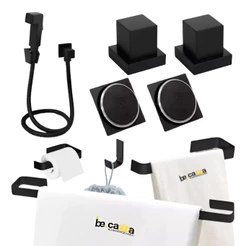 Kit Para Banheiro Preto Fosco + Ducha Chuveirinho Íntimo + Ralo Click 10x10+ Acabamento Padrão Deca