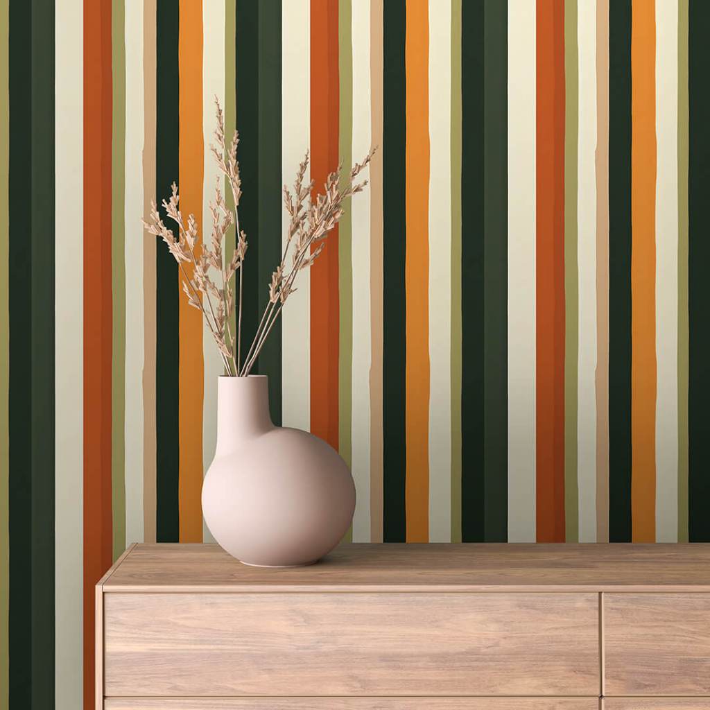 Papel De Parede Para Sala Verde Laranja Adesivo Lavavel Autocolante Para Escritorio Quarto 3D
