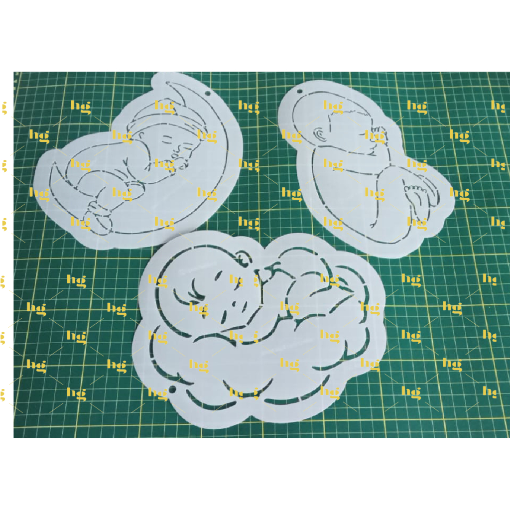 Kit Stencil Gestacional 3 Bebês p/pintura gestacional #doula #pinturabarrigadegravida #artenabarriga #moldebebe #stencil
